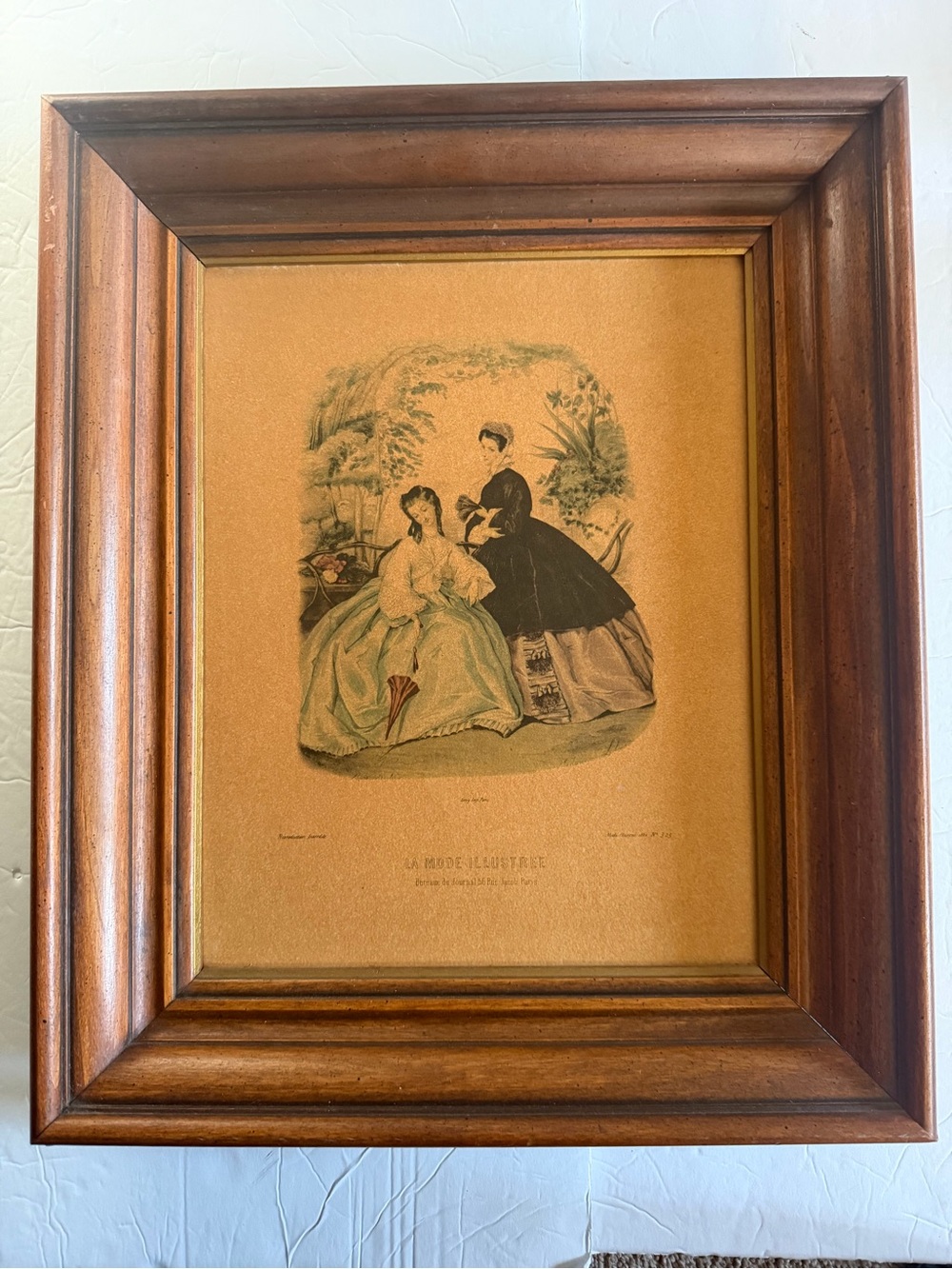 La Mode Illustration Wood Brown Frame Wall Art 11x14 (15,5x19”) Vintage